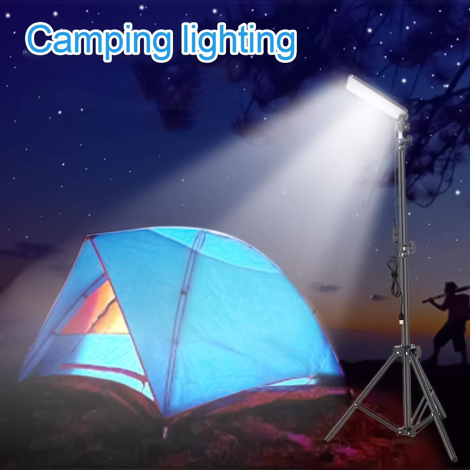 Teleskopische Camping-Laterne Verstellbare Stativlampe mit hoher Helligkeit | Arbeitsleuchten mit Ständer für Camping Für Nachtangeln, Arbeiten, Outdoor- Und Indoor-Bereich, , Terrasse, , Pavillon