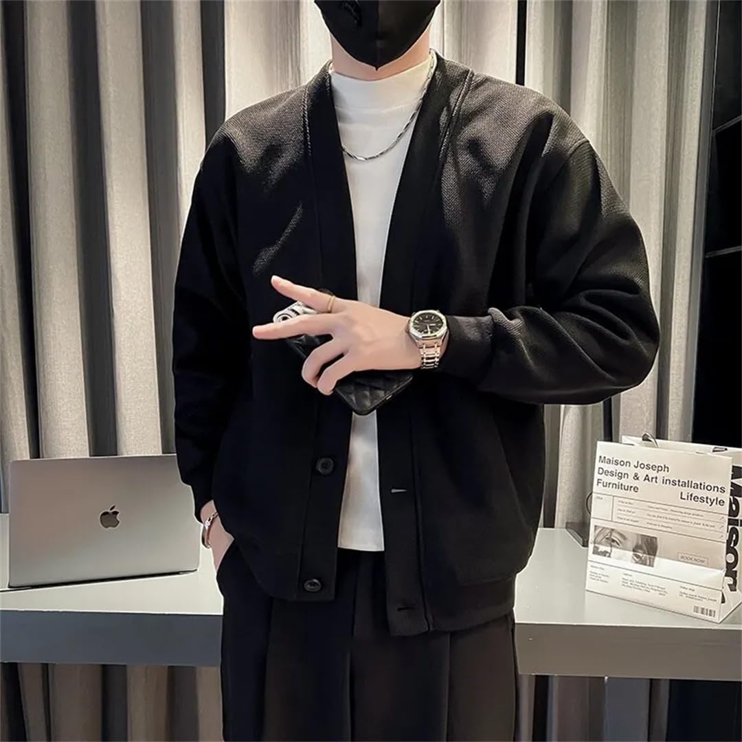 Męska wiosenna bluza z dzianiny kurtka bez kołnierza streetwear kurtka luźne płaszcze