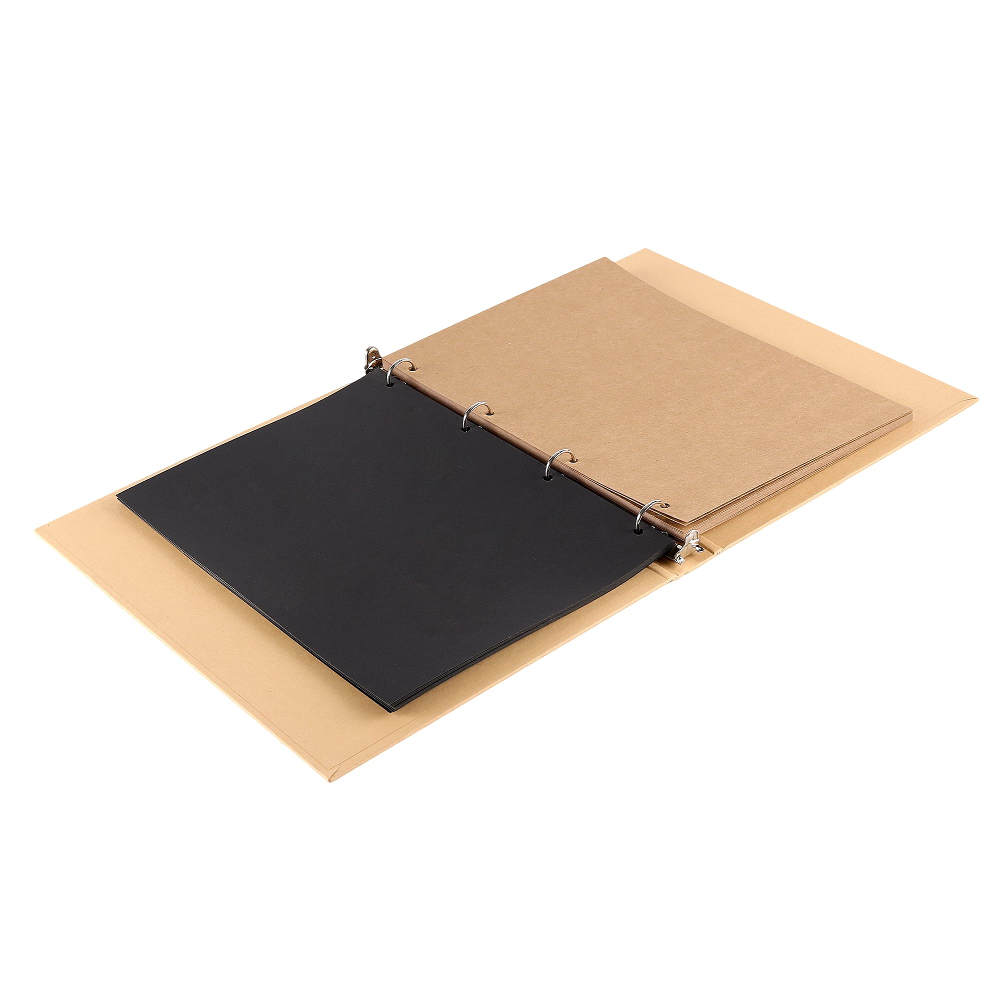 4 raccoglitori ad anelli A4, 4 anelli, in carta kraft, ricaricabile, in carta kraft, con carta di ricarica, per scuola, ufficio