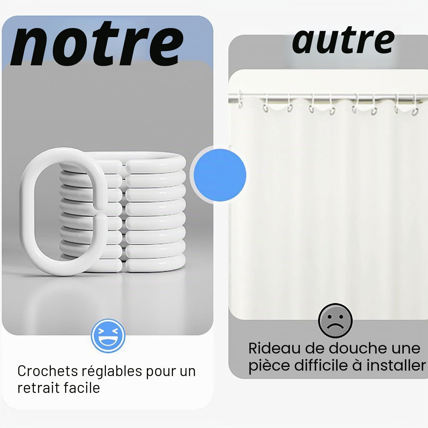 Rideau de Douche Pliable,Tringle de Douche en Aluminium à 5 Sections,pour Salle de Bain,Chambre,Balcon et Angle de Baignoire,Gris