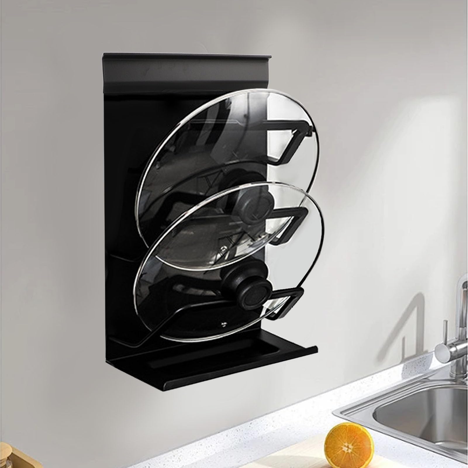 Organizador de tapas de ollas, estante organizador de tapas de ollas de montaje en pared para puerta de gabinete o pared, soporte de tapa de olla para almacenamiento de cocina