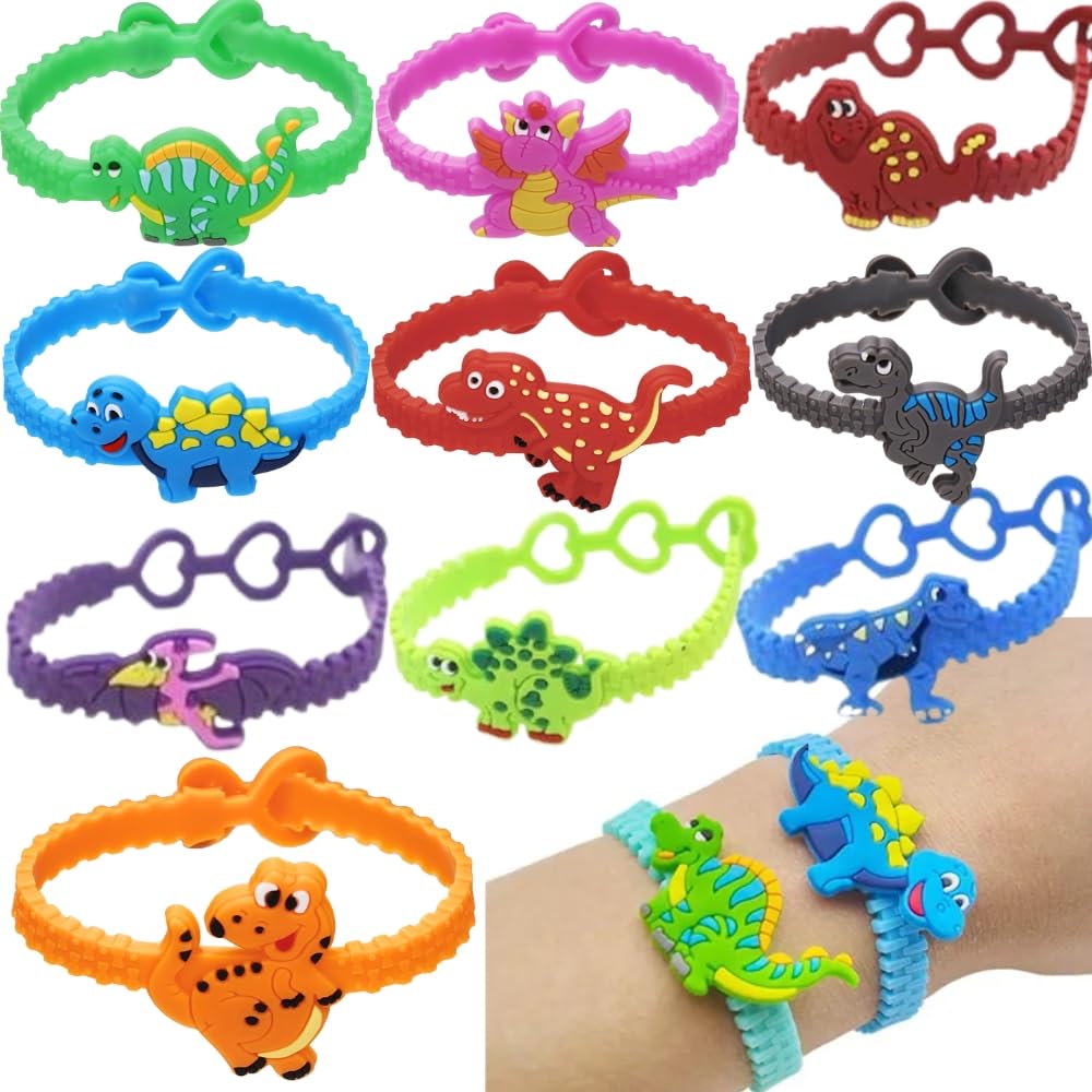 Pulseras De Dinosaurio Para Cumpleaños – Pack De 36 Detalles Infantiles, Regalos Para Piñatas, Guardería Y Colegio, Colores Surtidos