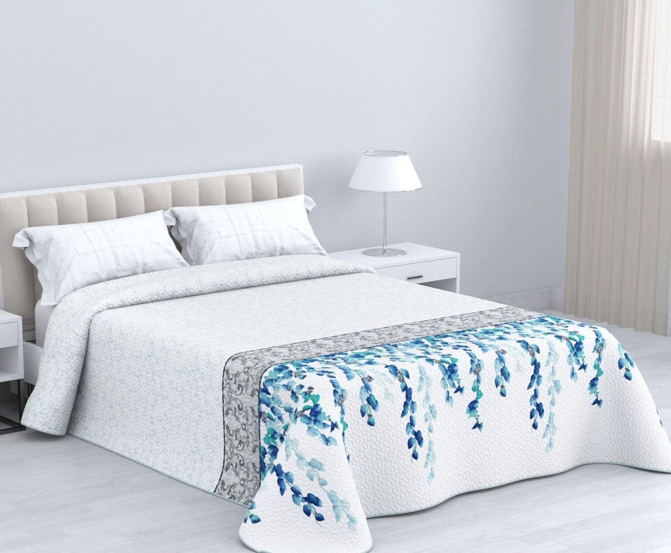 HM'S HOME'SECRET Colcha Bouti Estampada de 100% Microfibra Suave - Variedad de Diseños y Tamaños (Liso Gris, Cama 150cm) — view 35