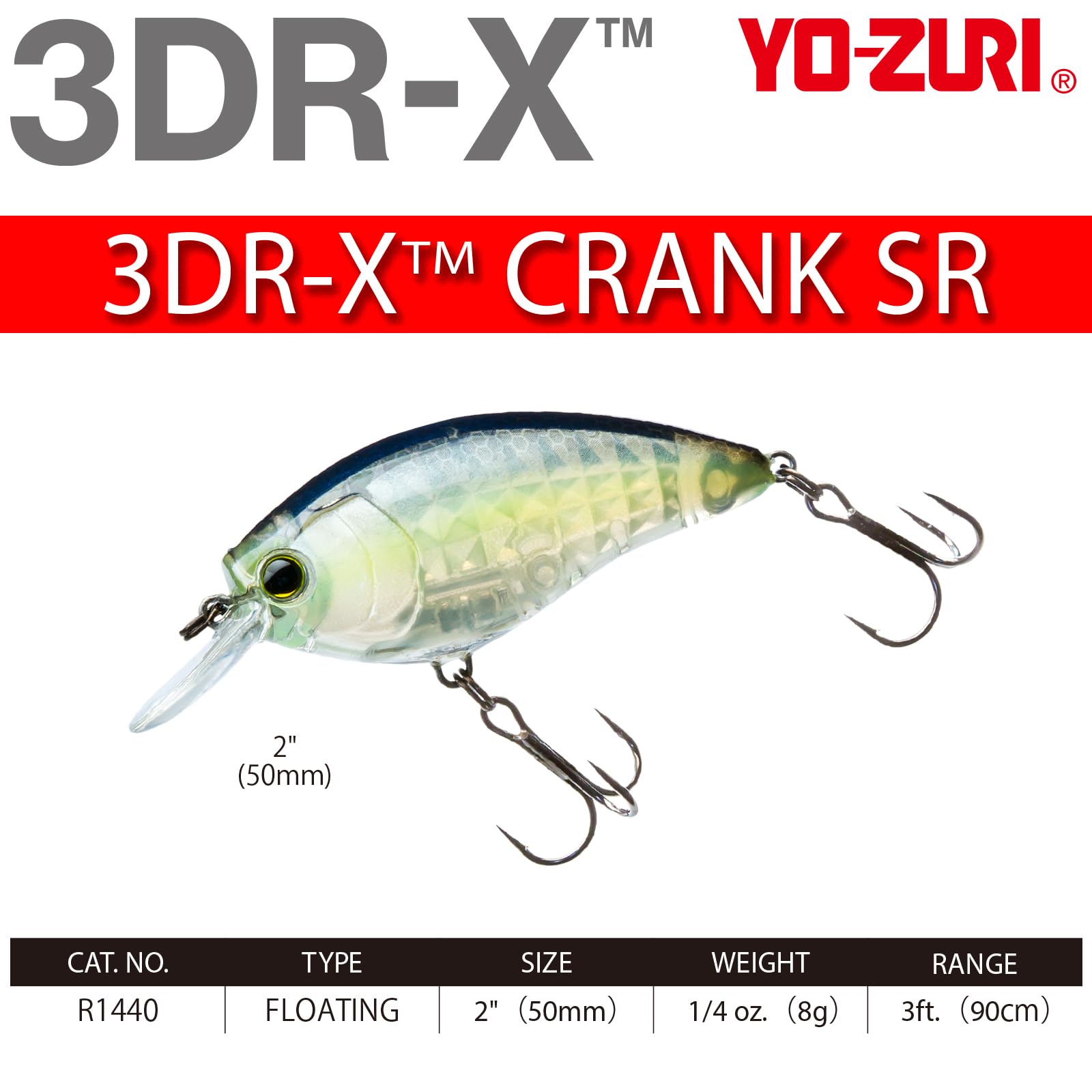 Yo-Zuri R1440-GSSS: 3Dr-X Crank Sr (Shallow Runner) (F) 50Mm 2