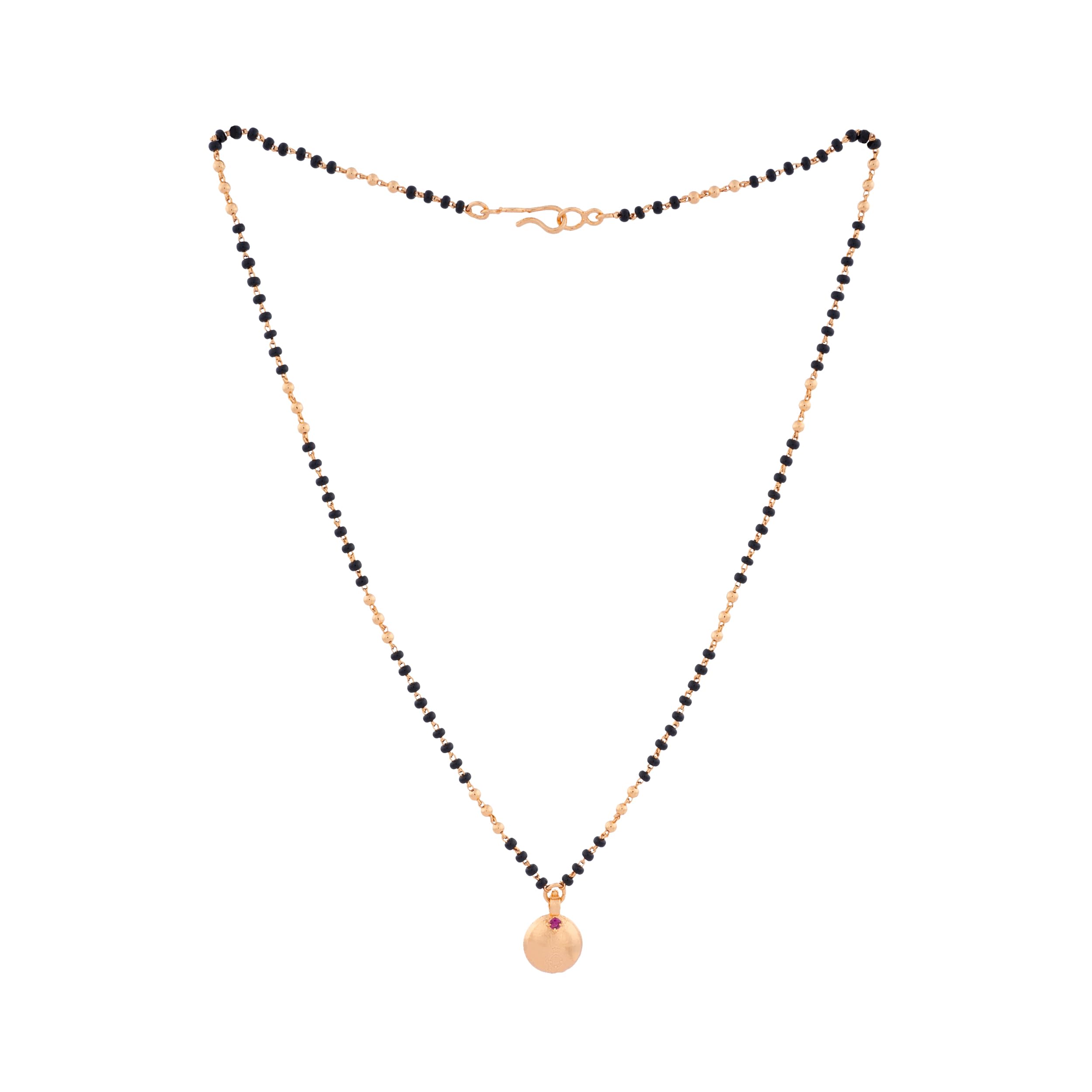 Radhas Creations black beads Mangalsutra karimani 16" SHORT with single vati pendant one gram gold No.1279 (B0D2B5VN19) Amazon Price History, Amazon Price Tracker