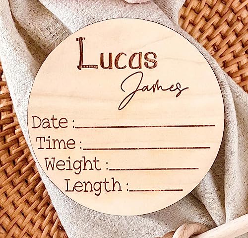 Personalized Newborn Announcement Sign for Hospital - Single Sided - Wooden Birth Announcement Sign - Name Baby Announcement Sign Customized Gender Neutral (Single Sided Name and Blank Stats)