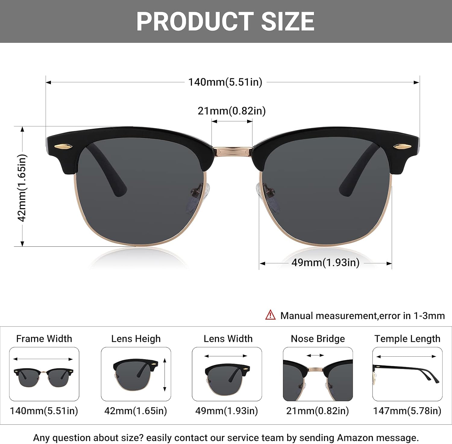 Miniatura 6 de EYESPEX Classic Round Polarized Sunglasses for Women Men UV400 Protection Sun Glasses Vintage Retro Mirrored Lens