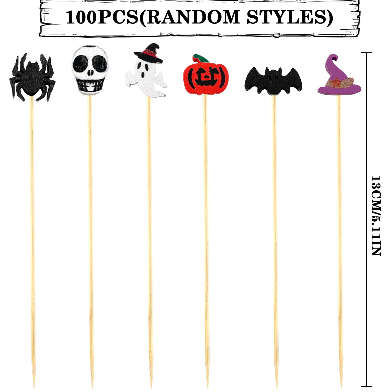 ENLACE Spiedini da cocktail per Halloween, 100 pezzi, in