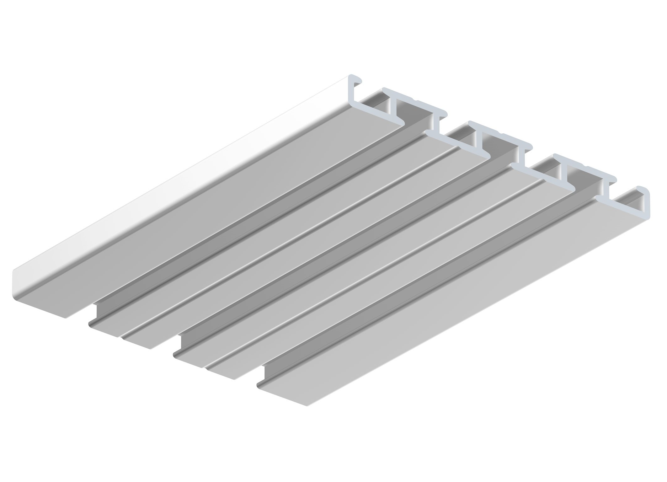 Garduna 360cm Vorhangschiene Gardinenschiene | Aluminium | weiss | glatte glänzende Oberfläche | 4-läufig oder 3-läufig | Flächenvorhangschiene | Wendeschiene