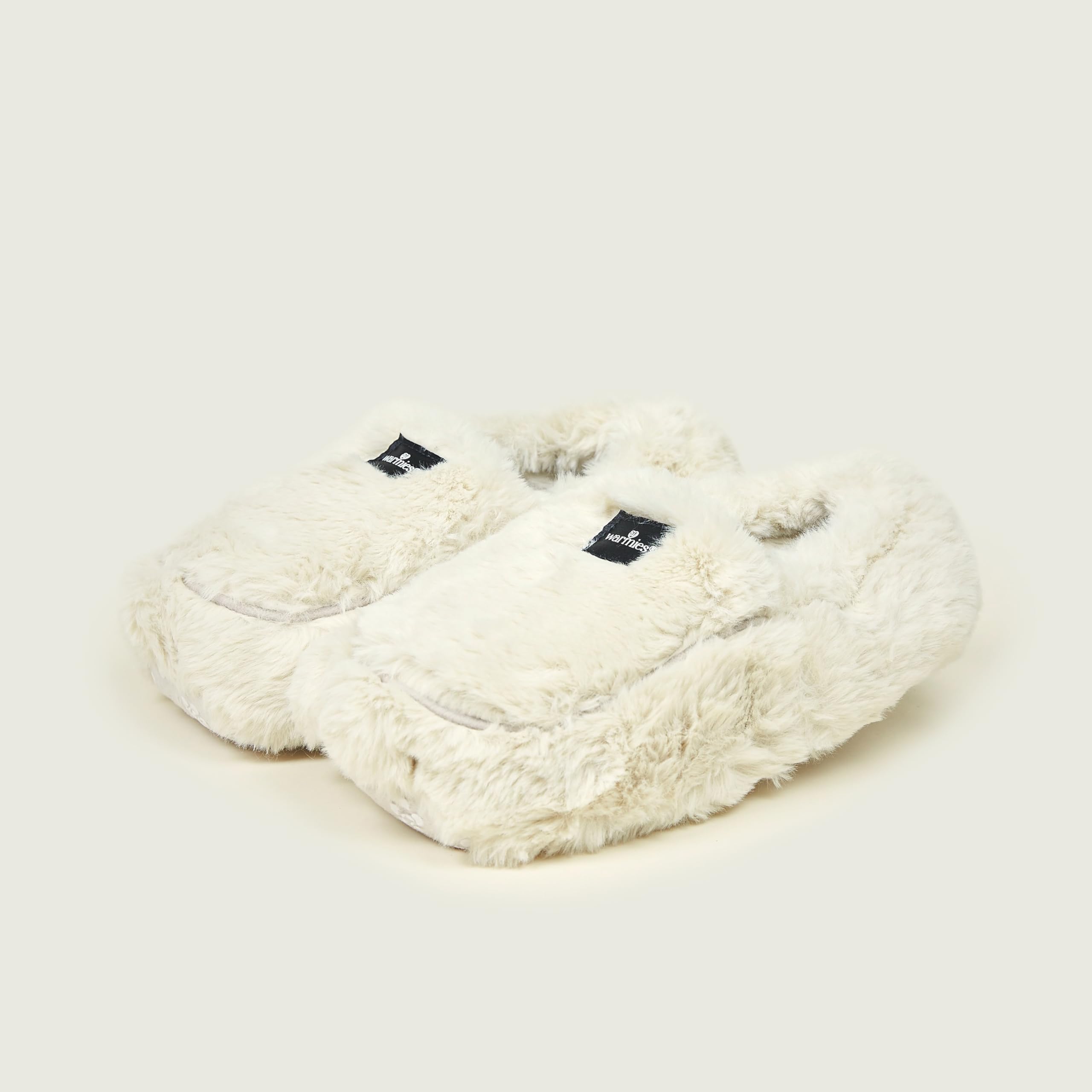 Warmies heated slippers for women with French dried lavender, soothing warmth and comfort, latte colour