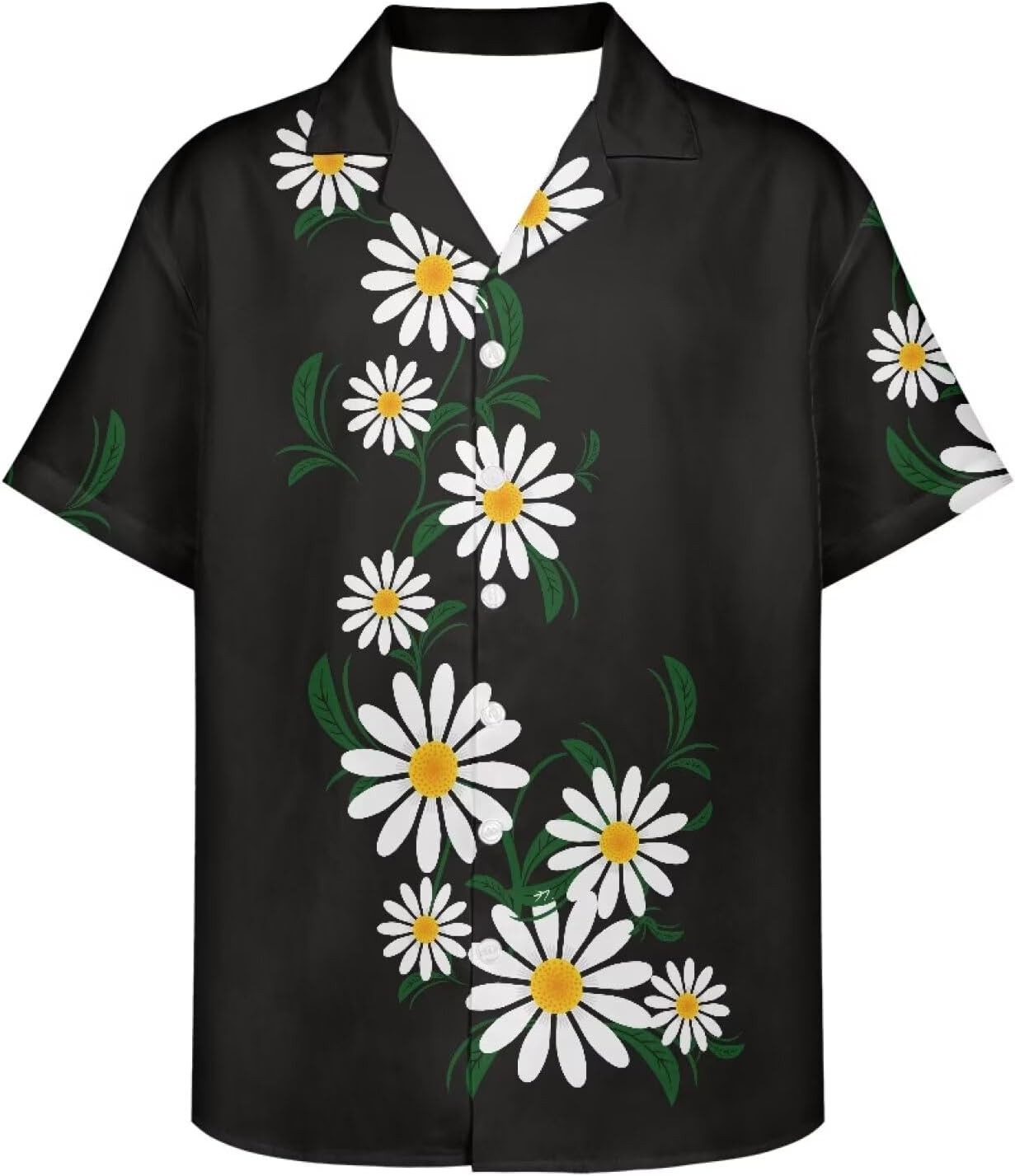 PinUp Angel Men's Short Sleeve Hawaiian Shirt Tropical Print Casual Button Down Aloha Shirt for Holiday Travel