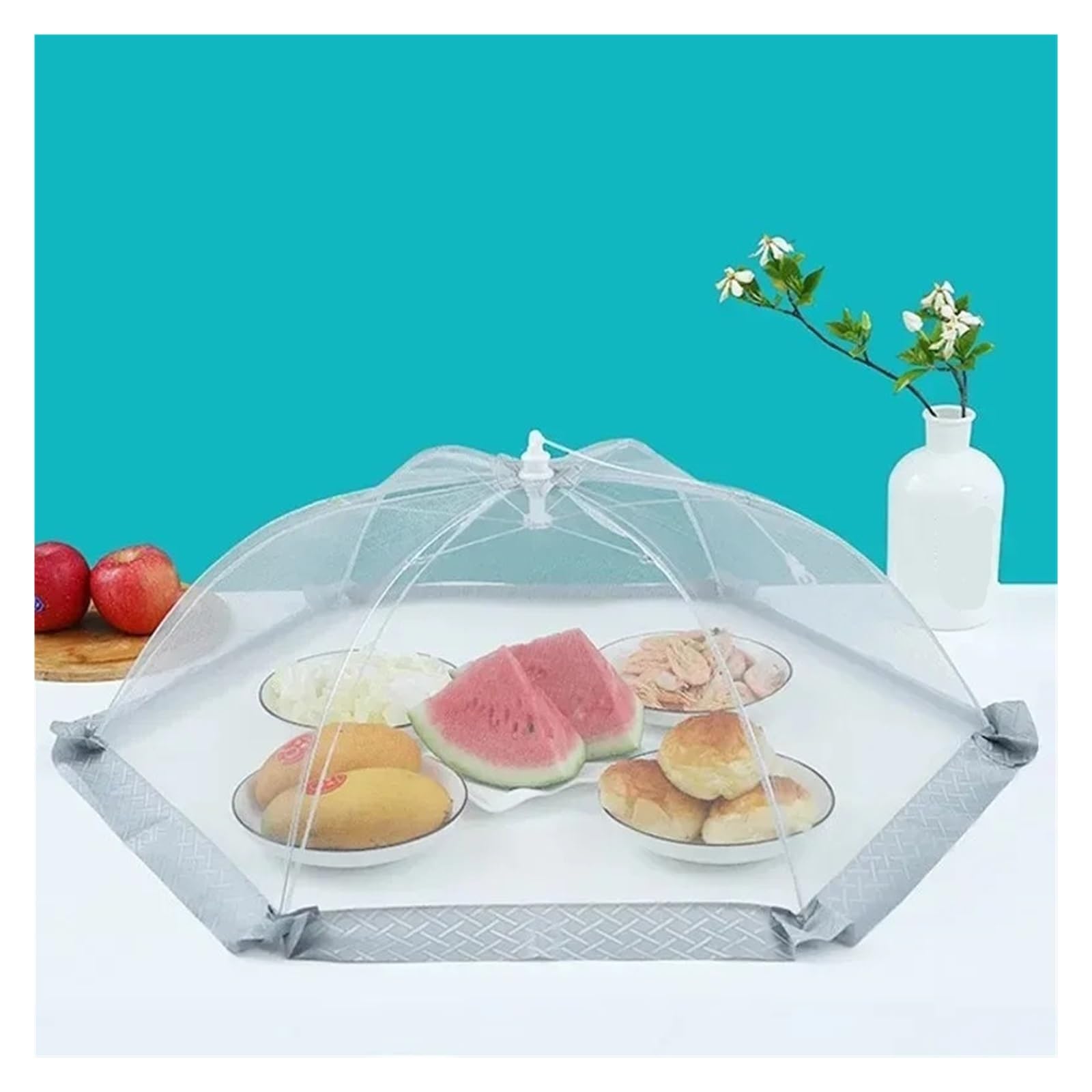 Netzabdeckung für Lebensmittel, Zusammenklappbares Netz, for Lebensmittel oder Grau, 60–80 cm, for Camping, Grill, drinnen und draußen, Küche, Fliegengitter(70 cm)