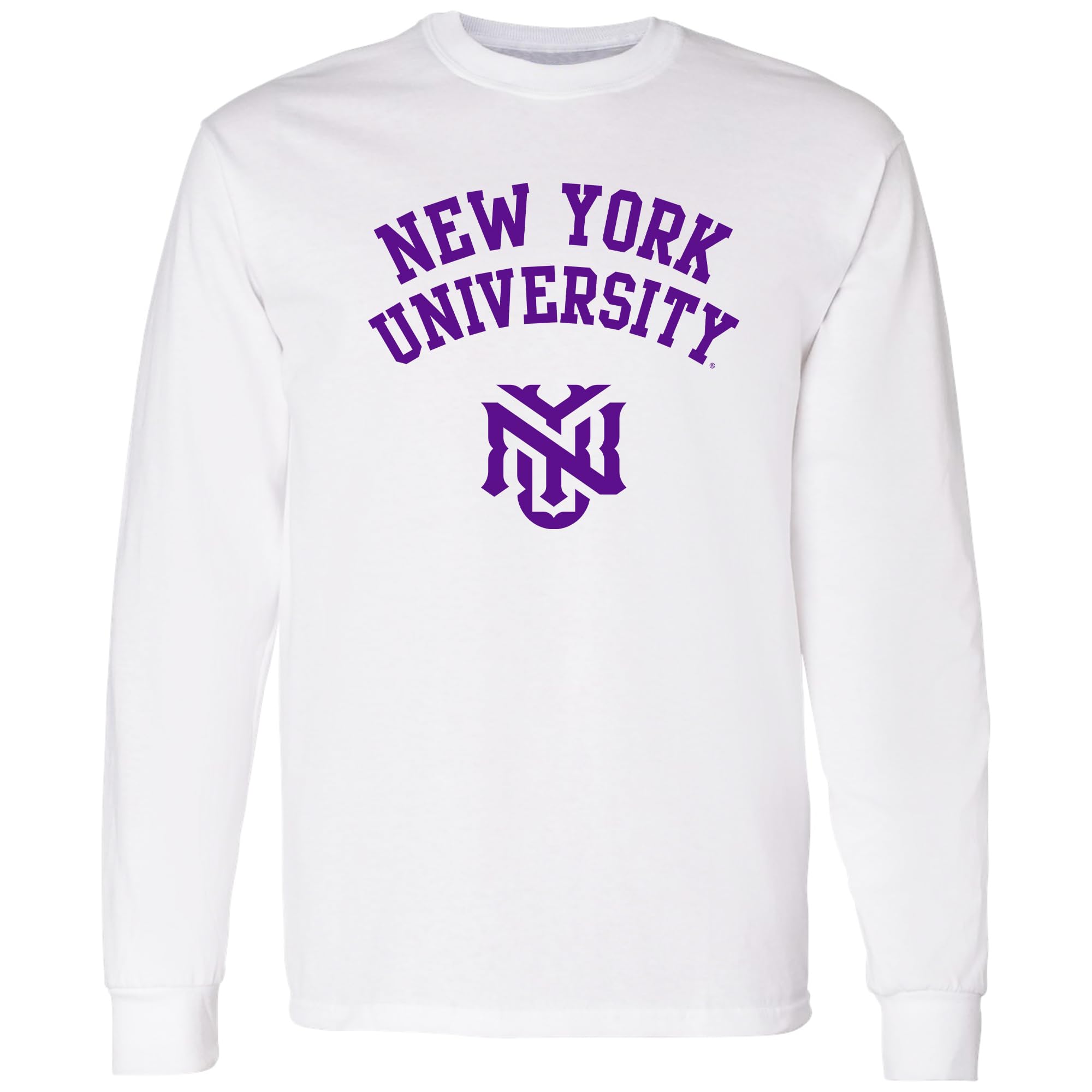 NCAA Officially Licensed College - University Team Color Arch Logo Long Sleeve, New York University Violets White, S — image 1