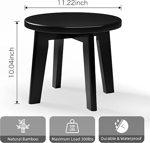 Miniatura 3 de Taburete de bambú con reposapiés de afeitado de ducha, taburete de bambú para niños y adultos, pequeños taburetes portátiles de madera para ducha