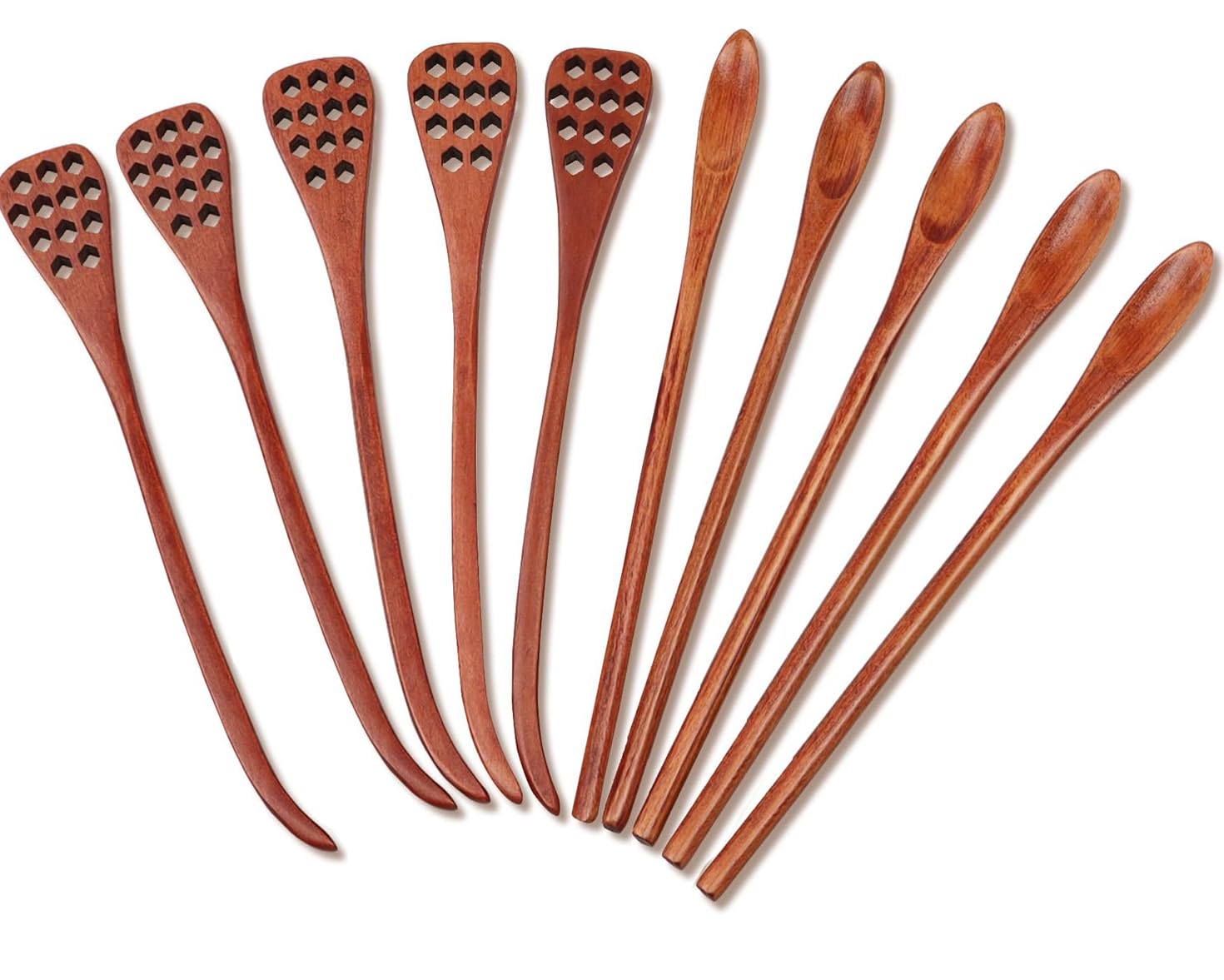 5pcs 7.87Inch Honey Dipper Sticks and 5pcs 7.87Inch Coffee Stirring Spoons, Honey Sticks for Tea,Wooden Honey Spoon Stirrer for Honey Jar Dispense Drizzle Honey and Wedding Party Gift