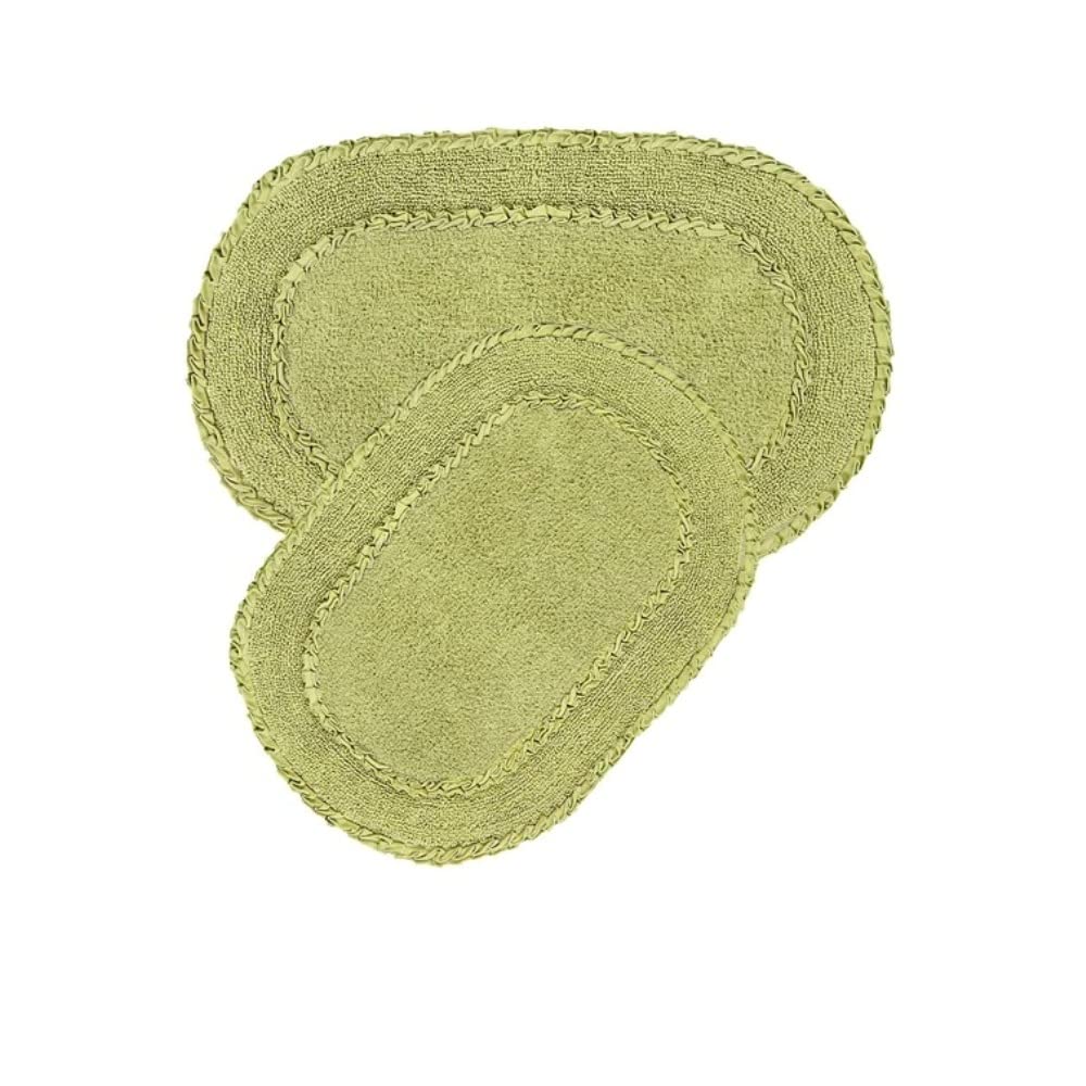 Beautiful 2 Piece Double Ruffle Oval Sage Green Bathroom Rugs Size 24 x 40 21 x 34 100