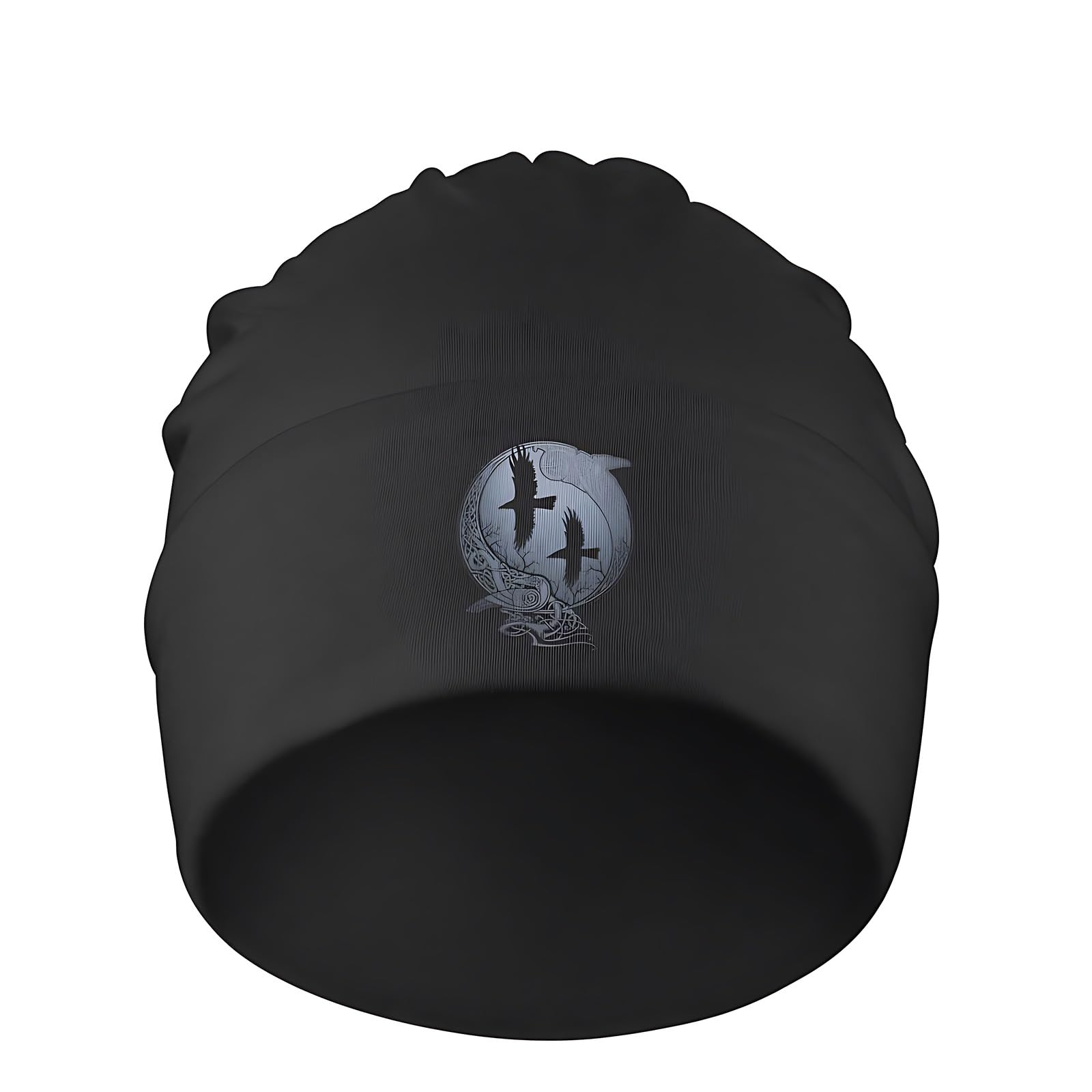 Bonnet Viking Odin Ravens Hommes - Chapeau Tricoter Corbeaux Nordiques Imprimés 3D Fin Chaud