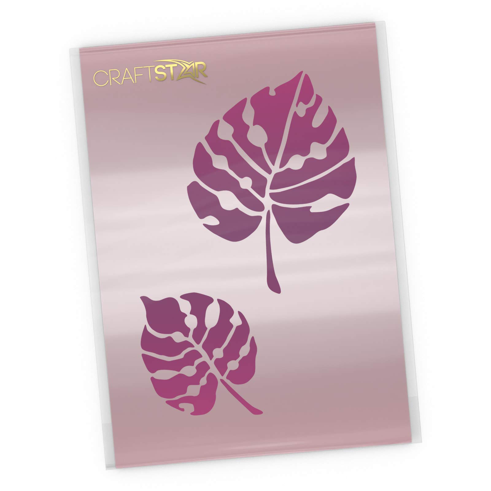 CraftStar Monstera Leaf Stencil Set - Tropical Foliage Craft Template, A4