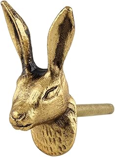 Indian Shelf Rabbit Knobs-Rabbit Gold Knobs-Bunny Dresser Knobs-Gold Cabinet Pulls-Gold Drawer Pulls-Nursery Drawer Knobs-Animal Knobs-Cabinet Pulls Nursery-Wildlife Drawer Knobs-Kids Knobs-Pack of 2