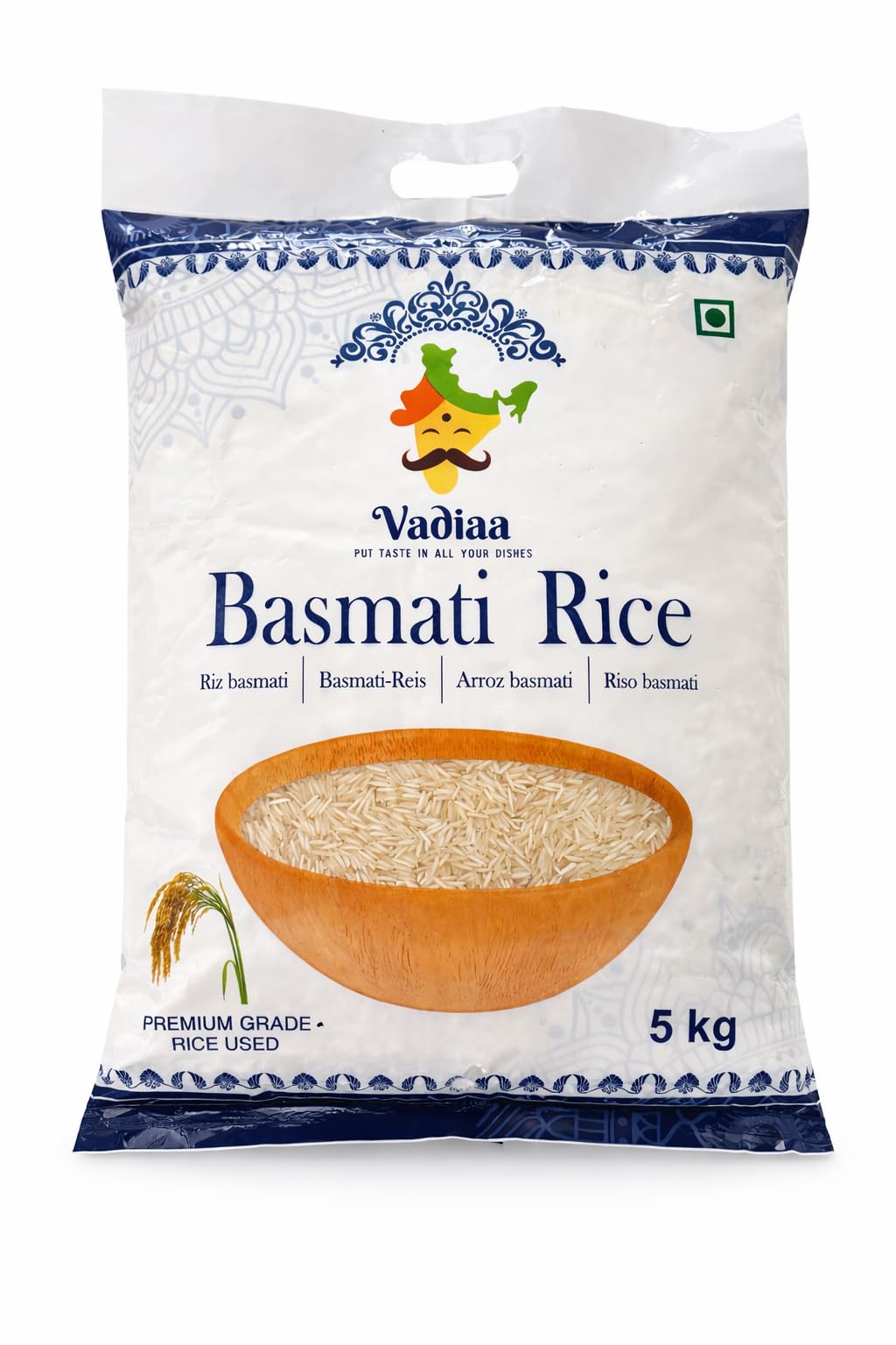 Vadiaa Riz Basmati 1121 Premium 5 kg – Grains Extra Longs | Texture légère, grains séparés, parfum délicat, sélection du Pendjab, usage familial et restauration
