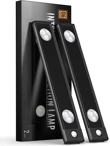 Miniatura 8 de Luces para debajo del gabinete, luz inalámbrica con sensor de movimiento para interiores, luz LED negra de 10 pulgadas, iluminación cálida