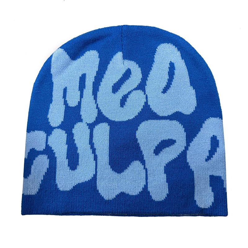 Unisex Y2K Letter Printing Knitted Hat Hip-hop Letter Hats Warm Winter Outdoor Caps for Women Man Pullover Hat (O)