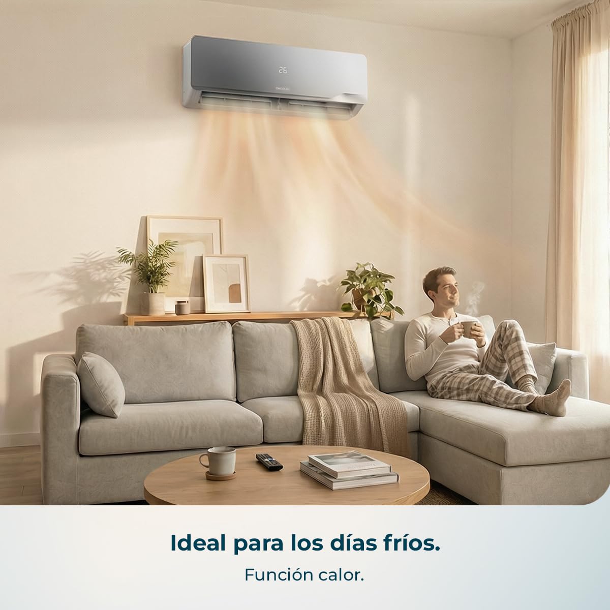 Cecotec Aire Acondicionado Split AirClima 12000 Wind Connected. Inverter, 12000 BTU, Bomba de Calor, 5 Modos, Clase A++; Deshumidificador 21,6 L/día, Pantalla LED, Temporizador 24h, Filtro Lavable
