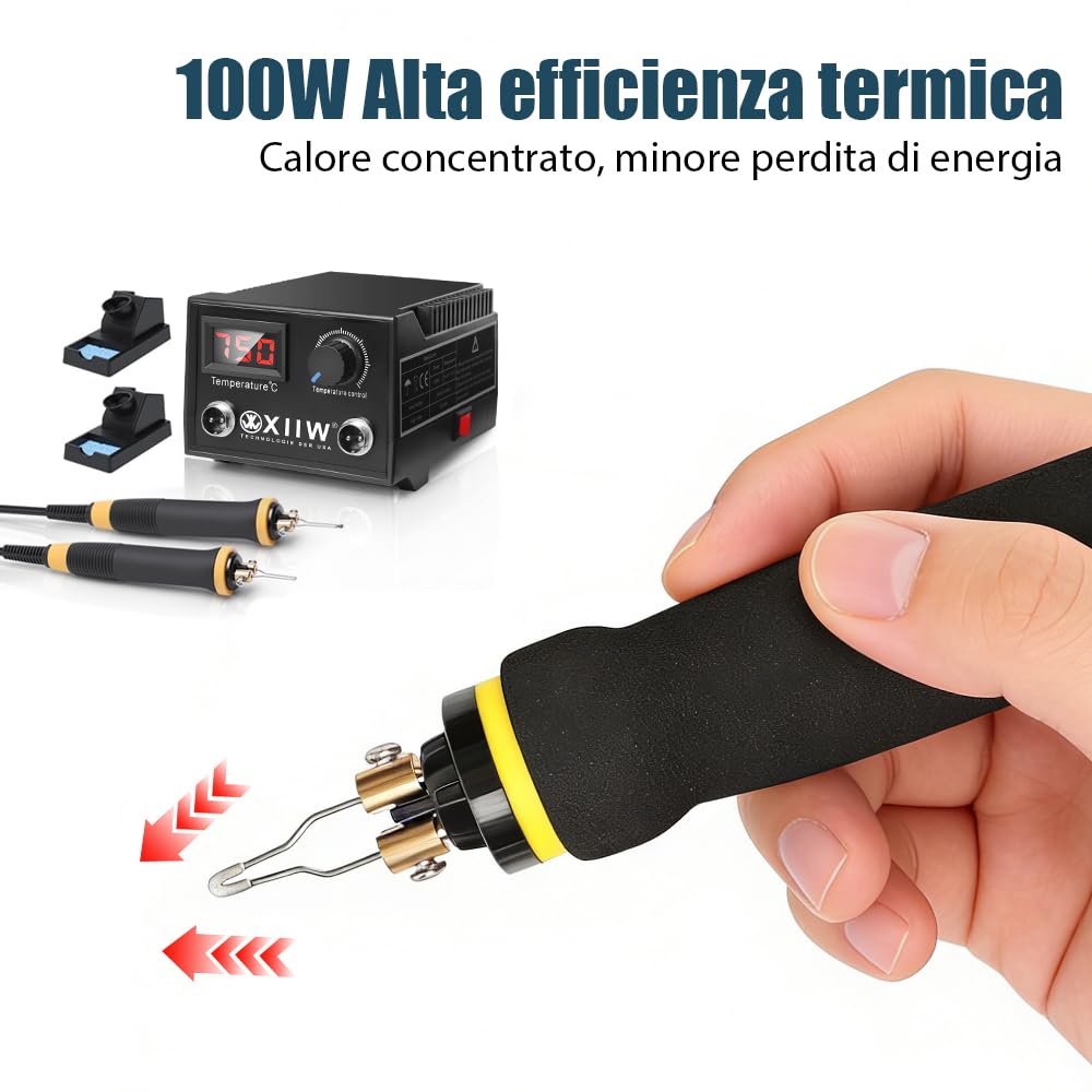 XIIW Kit Professionale Pirografo per Legno 100W con Doppia Penna, 23 Punte, Display LCD, Temperatura Regolabile 0-750°C, Strumento per Pirografia su Legno e Pelle