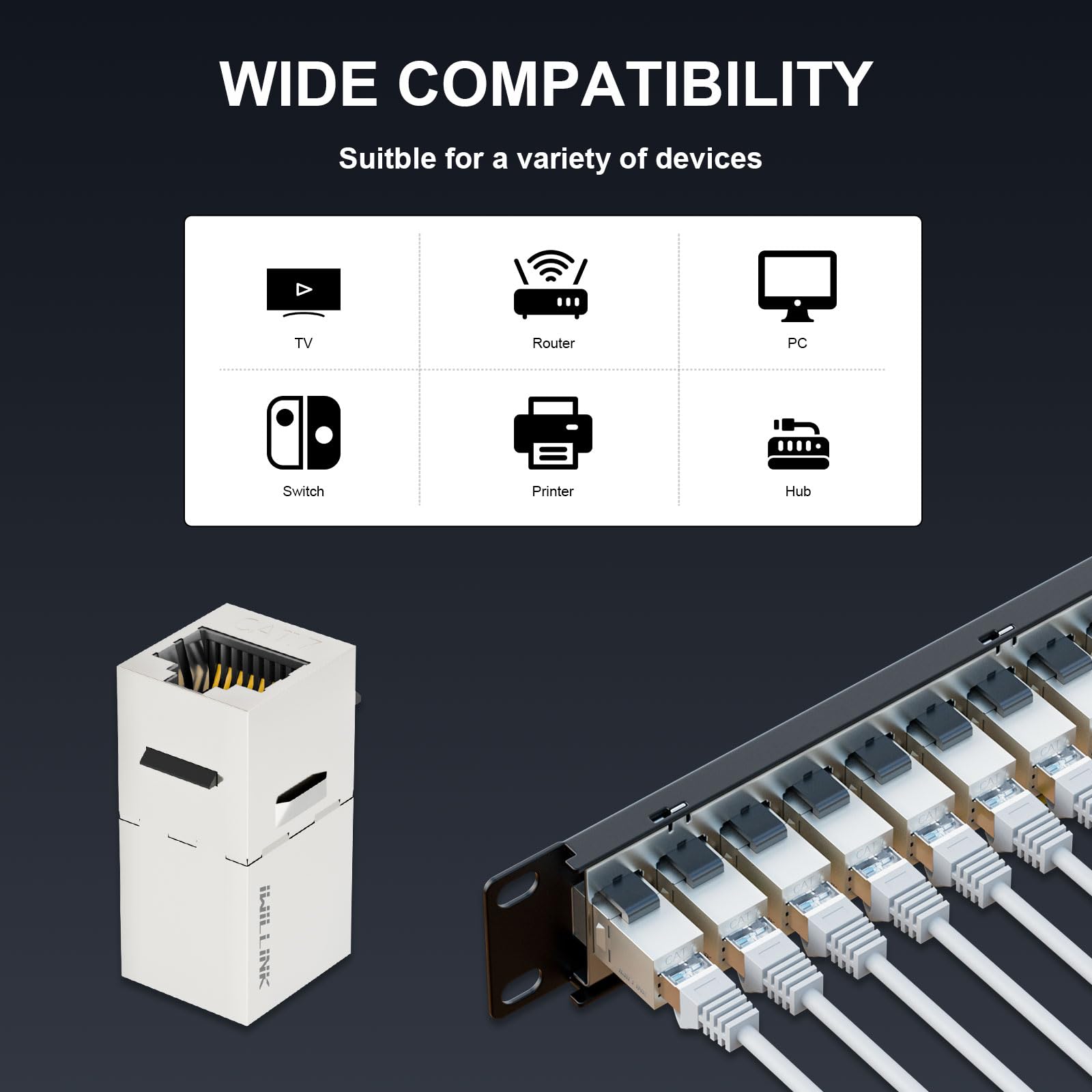 Amazon.com: iwillink 10Gbps Cat7 RJ45 Through Coupler 1U Shielded