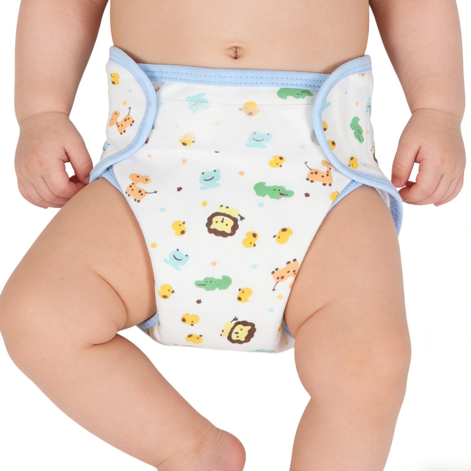 Pañales Reutilizables de Algodón para Ñiño 5 Piezas Pañales Lavables de Tela Estampados Infantiles Talla Única Ajustable Suaves y Transpirables para Recién Nacidos y Pequeños