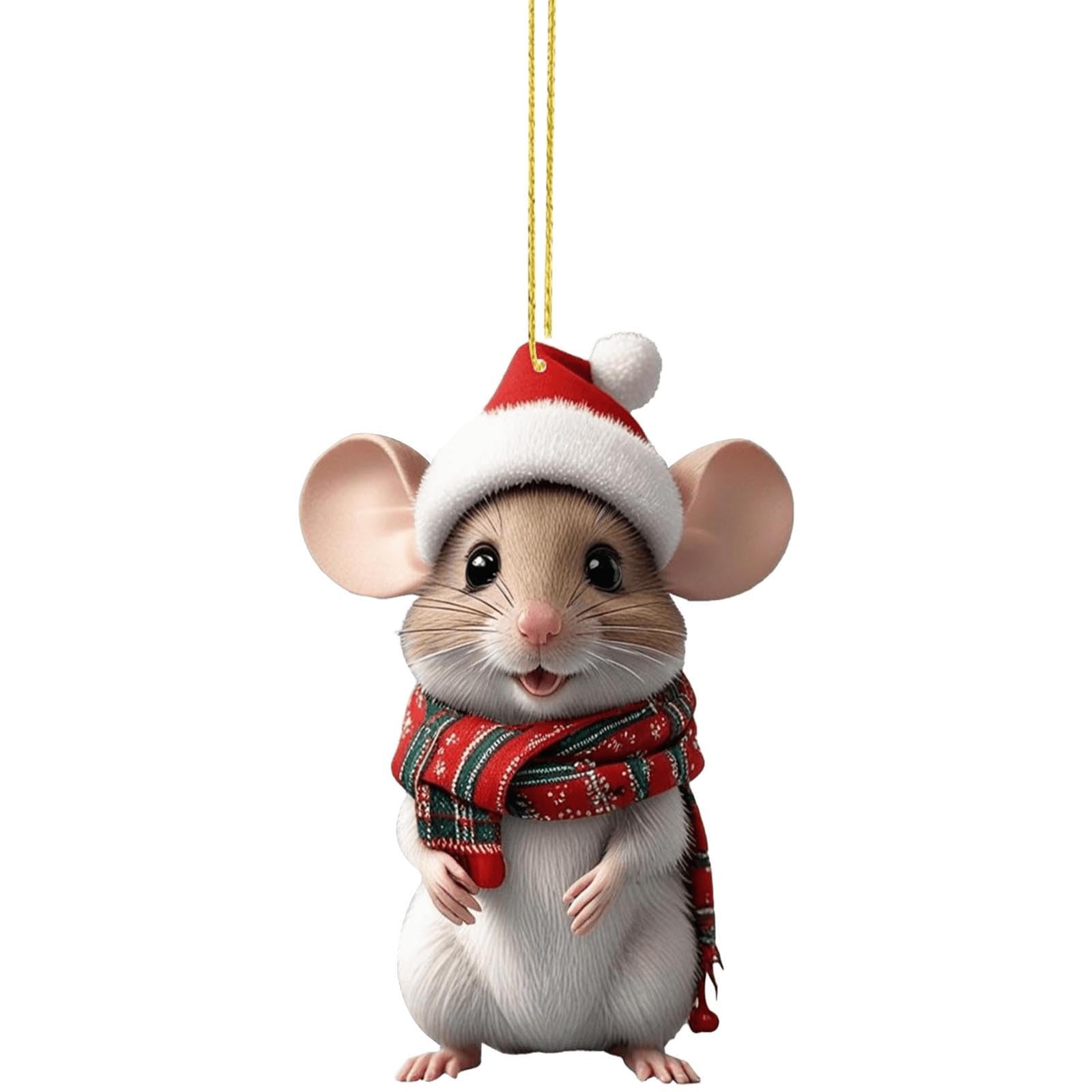 Mobeur Christmas Tree Decorations, Christmas Hamster with Red Hat Car Hanging Ornament Cute Hamster Holiday Home Decor Car Decorations