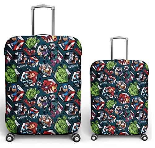 Image of Kuber Industries Marvel Avengers Luggage Cover | Polyester Travel Suitcase Cover | Washable | Stretchable Suitcase Cover | 18-22 Inch-Small | 26-30 Inch-Large | Pack of 2 | Blue