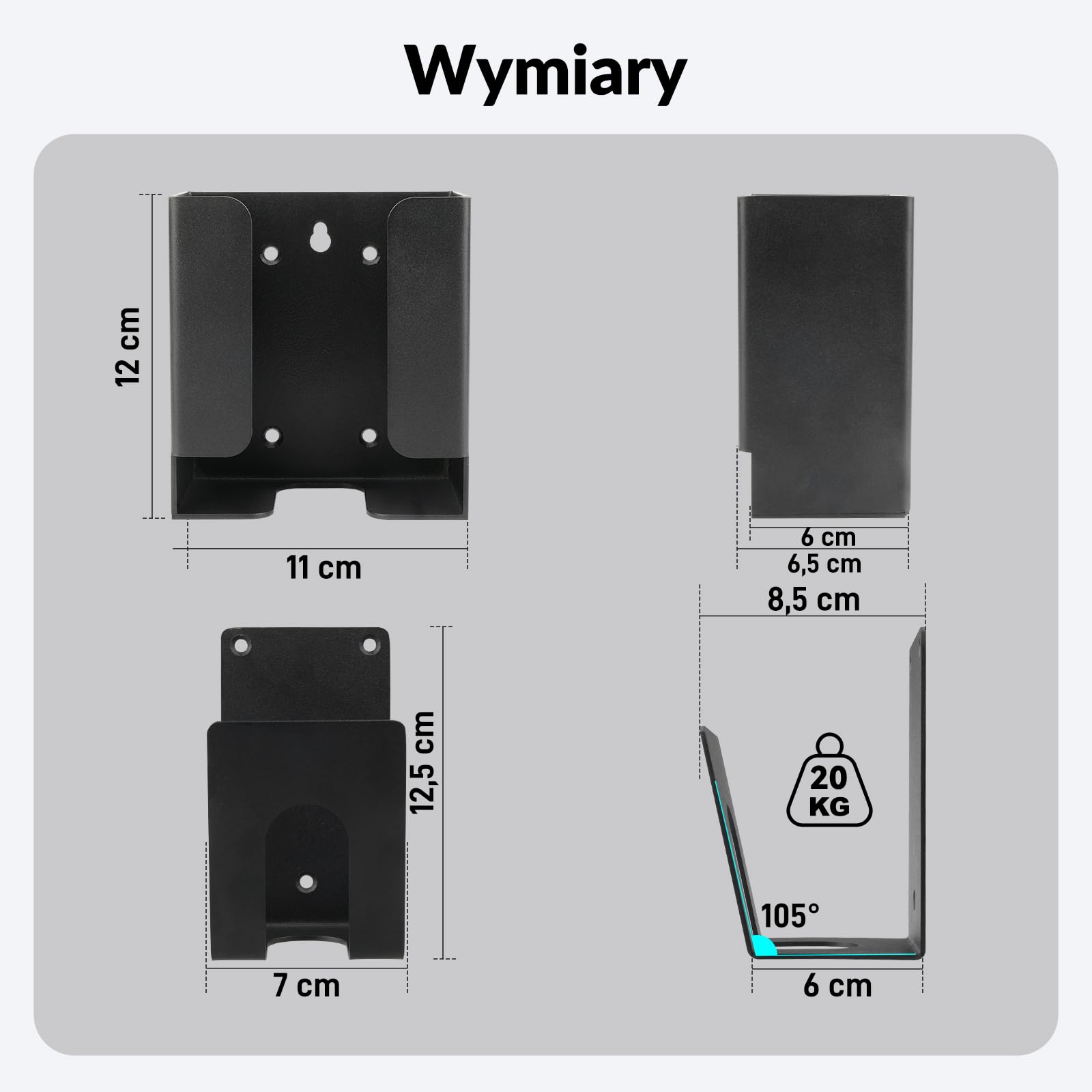 Zestaw Uchwytów do Ładowarki EV - Ścienny Organizer (Uchwyt na Skrzynkę Kontrolną & Hakiem J) do Przenośnych Stacji Ładowania Elektrycznych, Wytrzymały Metalowy Wspornik Kabli EV