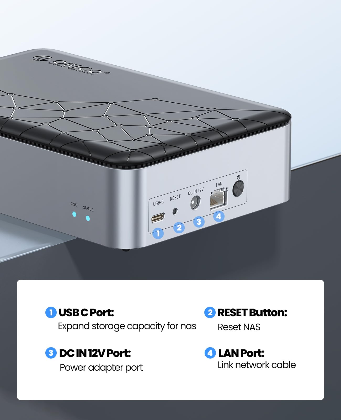 ORICO Servidor NAS para HDD SATA de 3,5", Nube familiar, conexión de aplicaciones y acceso VPN, copia de seguridad inteligente, Conexión de la APP, conexión de tapa magnética, modelo CD3510(sin disco)