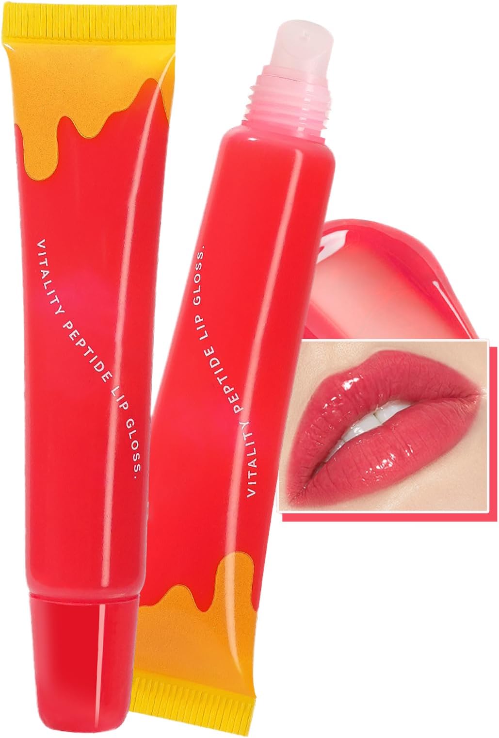 Peptide Lip Gloss, Hydrating High-Shine Lip Oil Long Lasting Nourishing Lip Lacquer Repair Dry Cracked Lips, Lip Treatment Vitality Peptide Lip Gloss for Women Girls Halloween Party (03 Cherry)