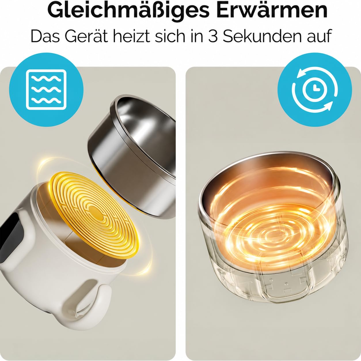 Vennlig Mobiler Babykostwärmer 400 ml mit Akku kabellos für unterwegs 40 und 45 Grad Display 4500 mAh 70 Grad Pflegeprogramm für Babybrei Mahlzeiten und Getränke Beige
