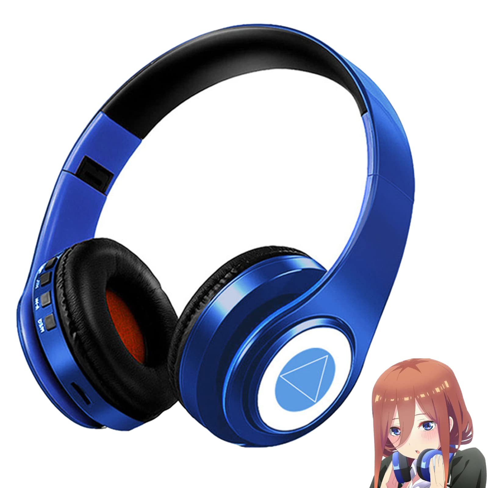 Xinchangda Nakano Miku Bluetooth Wireless Headsets The Quintessential Quintuplets Cosplay Nakano Miku Headphones Over Ear with Build-in Microphone for Phones Laptop