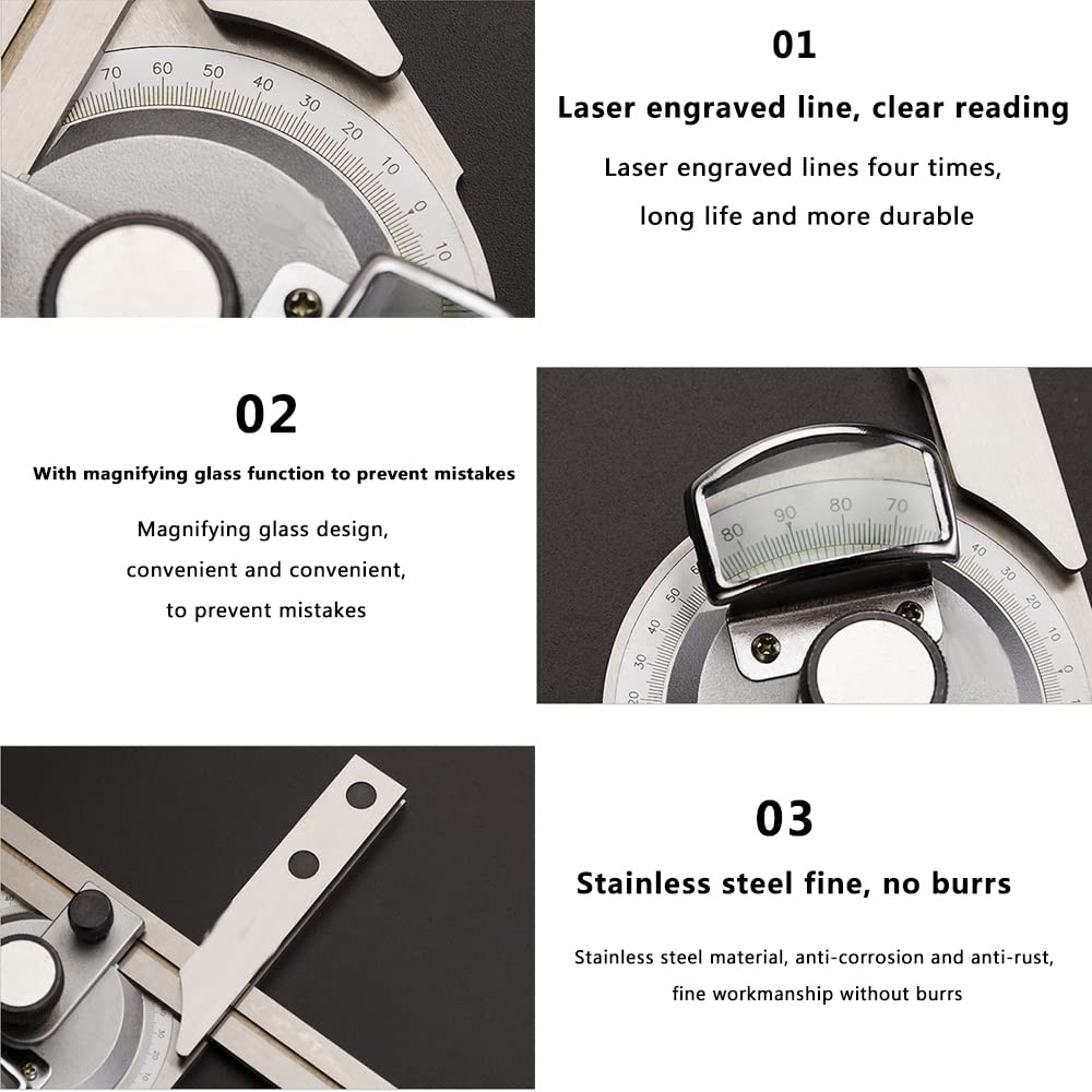 Uniwersalna linijka kątowa 0°-360 °, kątomierz, linijka kątowa, miernik kąta, narzędzie pomiarowe, narzędzie pomiarowe do obróbki drewna