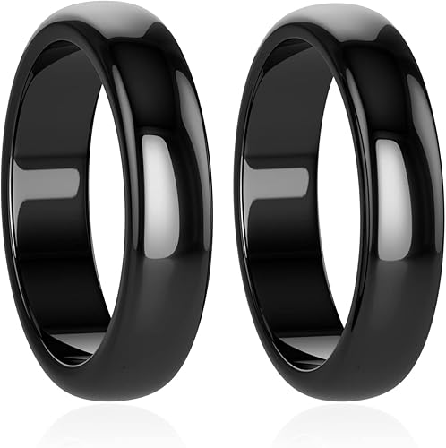 Anillo de hematita para mujeres y hombres, unisex, anillo de piedras magnéticas genuinas para equilibrar la ansiedad, chakra raíz, absorbe energía