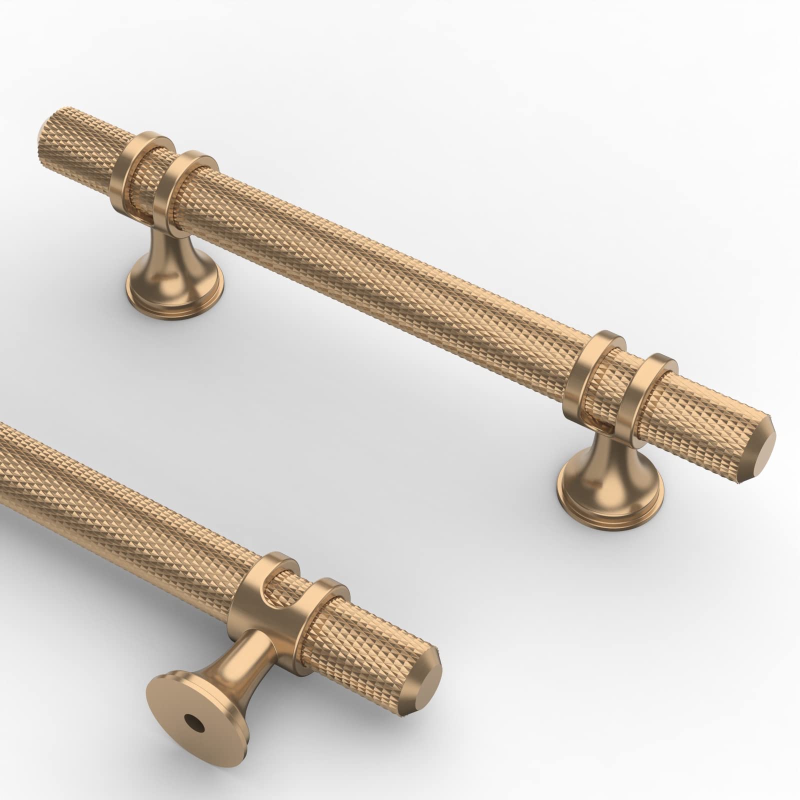 Asidrama 10 Pack 3.75 Inch(96mm) Knurled Champagne Bronze Kitchen Cabinet Handles, Glod Cabinet Pulls Kitchen Cabinet Hardware Cupboard Handles Drawer Handles Dresser Pulls