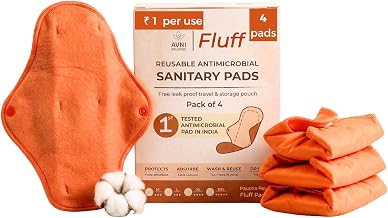 Cloth Reusable Pads for Women - Fluff Reusable Pads for Women | 4 Pad - XL + 1 Leak Proof Pouch | For Heavy Flow Day and Overnight Use | Lasts Up To 2 Years | Highly Absorbent, Leak Proof, Lab Tested & Skin Friendly | Pack of 4
