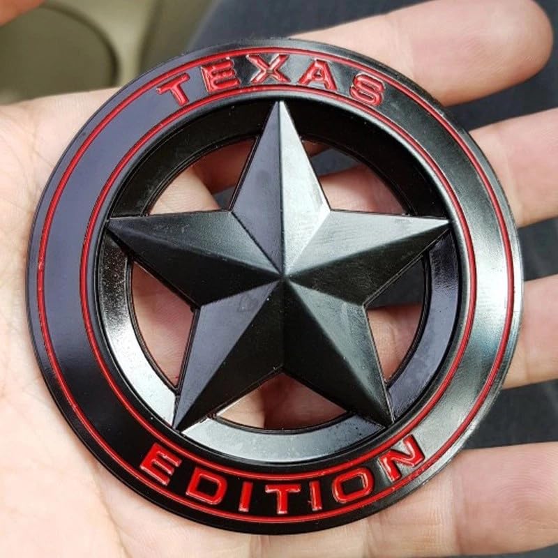 Image of VRT 3D Chrome Emblem Automotive Car, Bike Badges Logo Self Adhesive Sticker (Texas Edition, Black /Red)