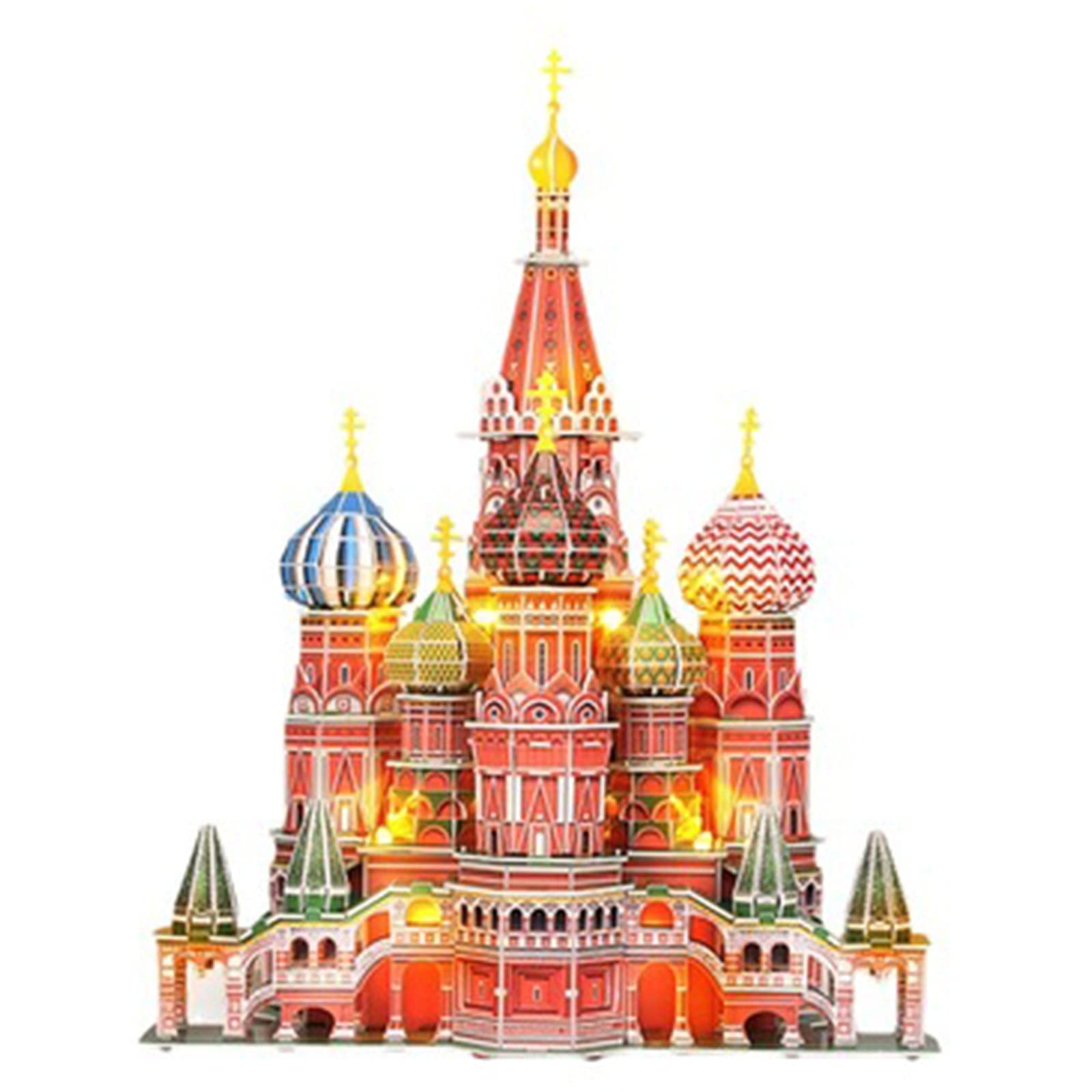 GJP LED Russia Cathedral 3D Puzzle for Adults Kids, St. Basil's Cathedral Architecture Building Church Model Kit Toys for Teenagers, 224 Pieces 29 * 25 * 37cm
