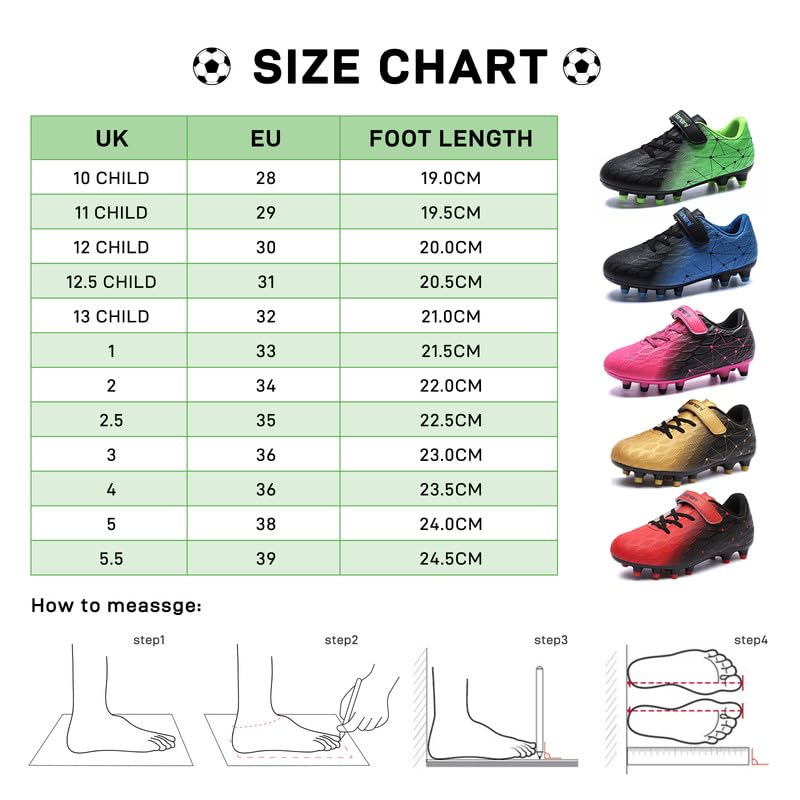 Hanani Dziecięce buty do piłki nożnej, FG/AG, buty piłkarskie, dla chłopców i dziewczynek, sztuczna murawa, buty treningowe, buty sportowe dla nastolatków na zewnątrz, do użytku wewnątrz i na