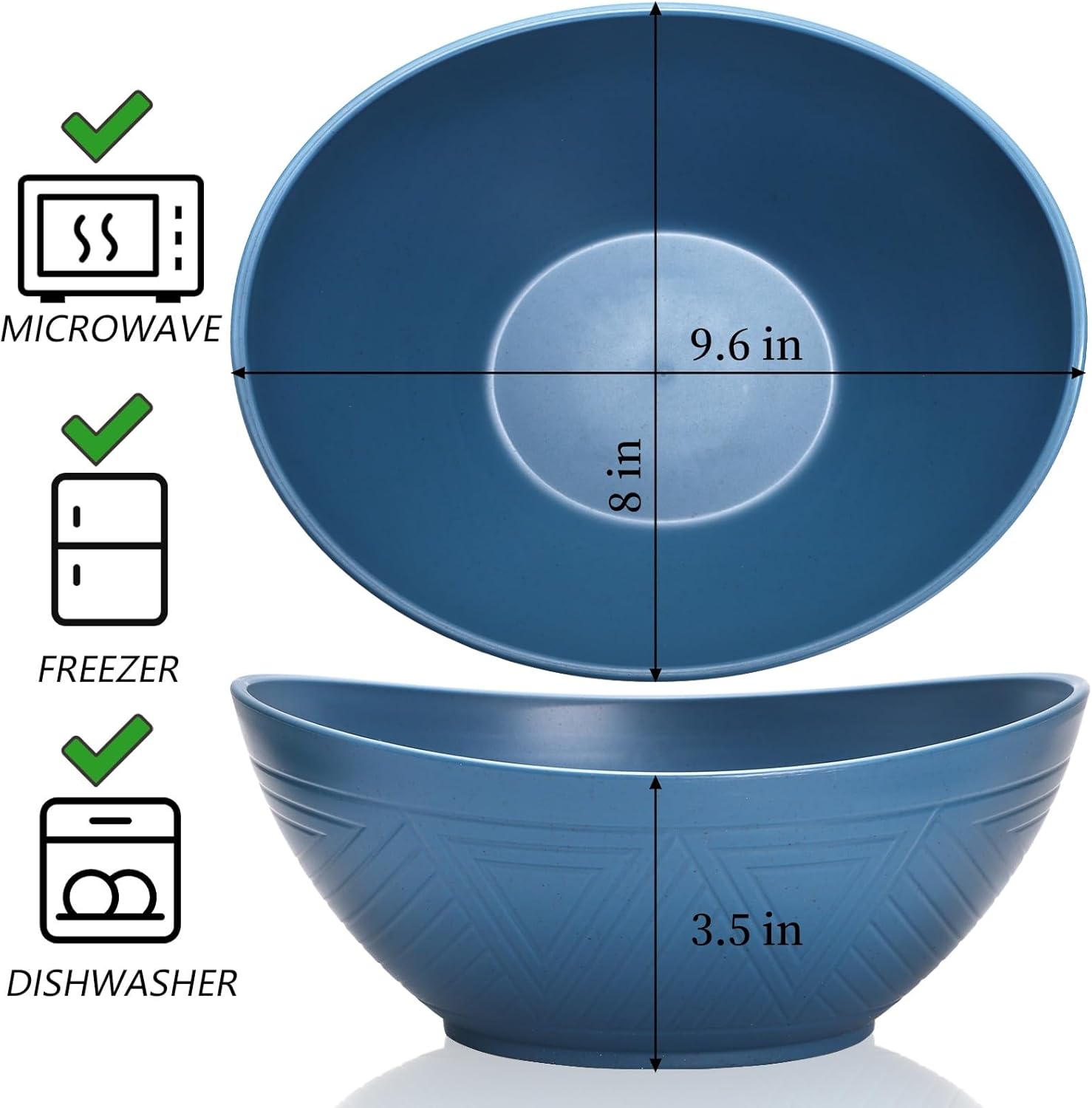 Set of 6 Wheat Straw Salad Bowls Large, 65 Oz Unbreakable Serving Bowls, Microwave & Dishwasher Safe Soup Bowls, Kitchen Bowls Set for Serving Salad, Cereal, Fruit, Chip - Image 3