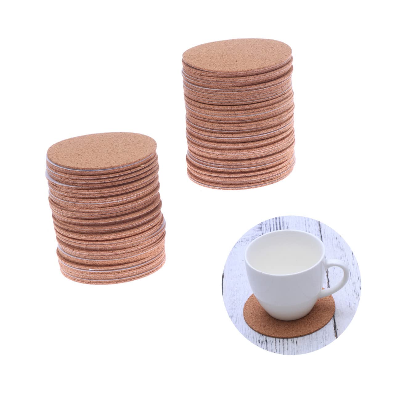 DECHOUS Lot De 3 Tapis Ronds en Liège Auto-adhésifs Et Isolants pour Gobelets De Boisson pour La Maison 30 Pièces X 3