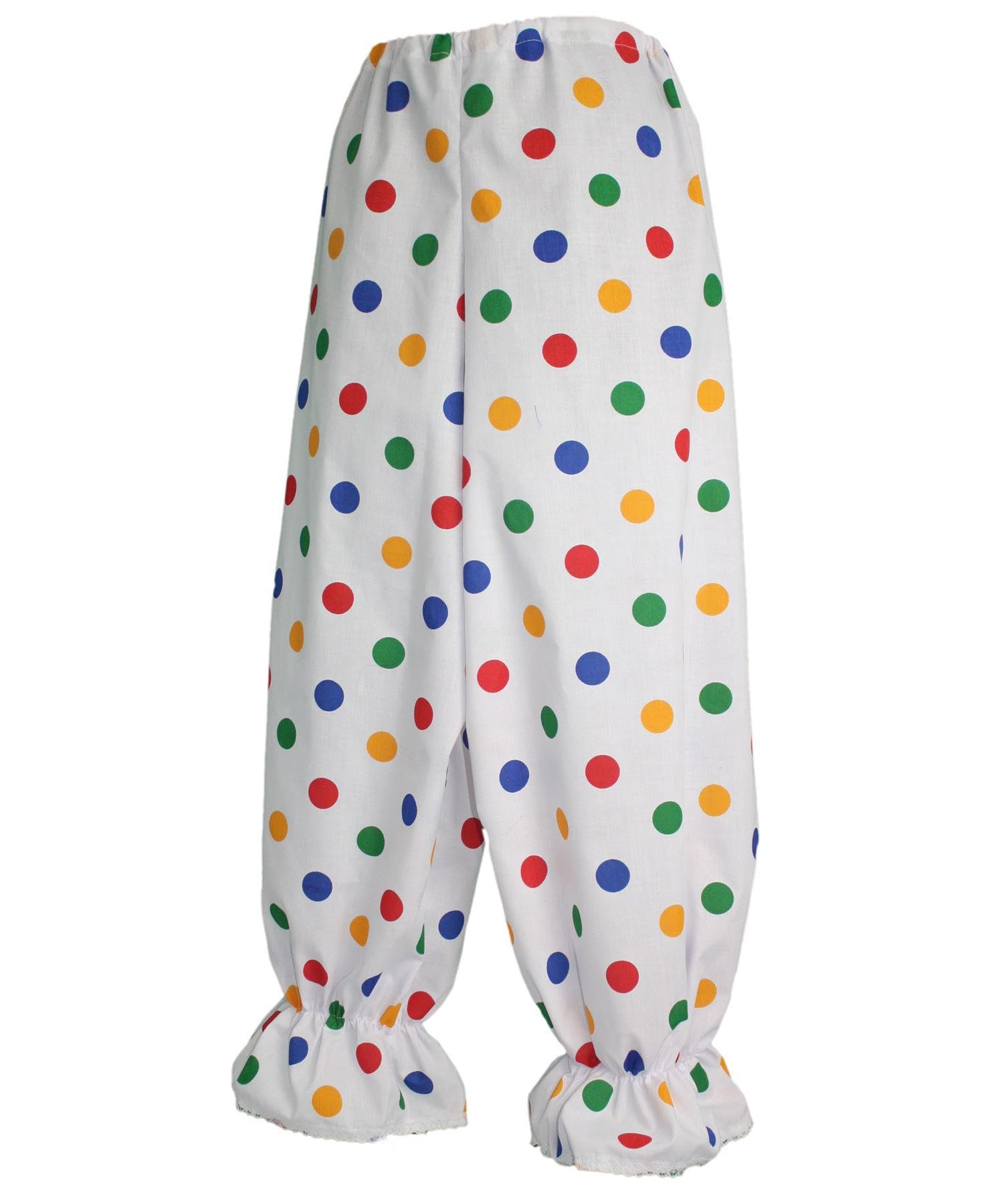 The Dragons Den Adults Multicoloured Polka Dot Full Length Clown Pants Circus Fancy Dress [S-M]