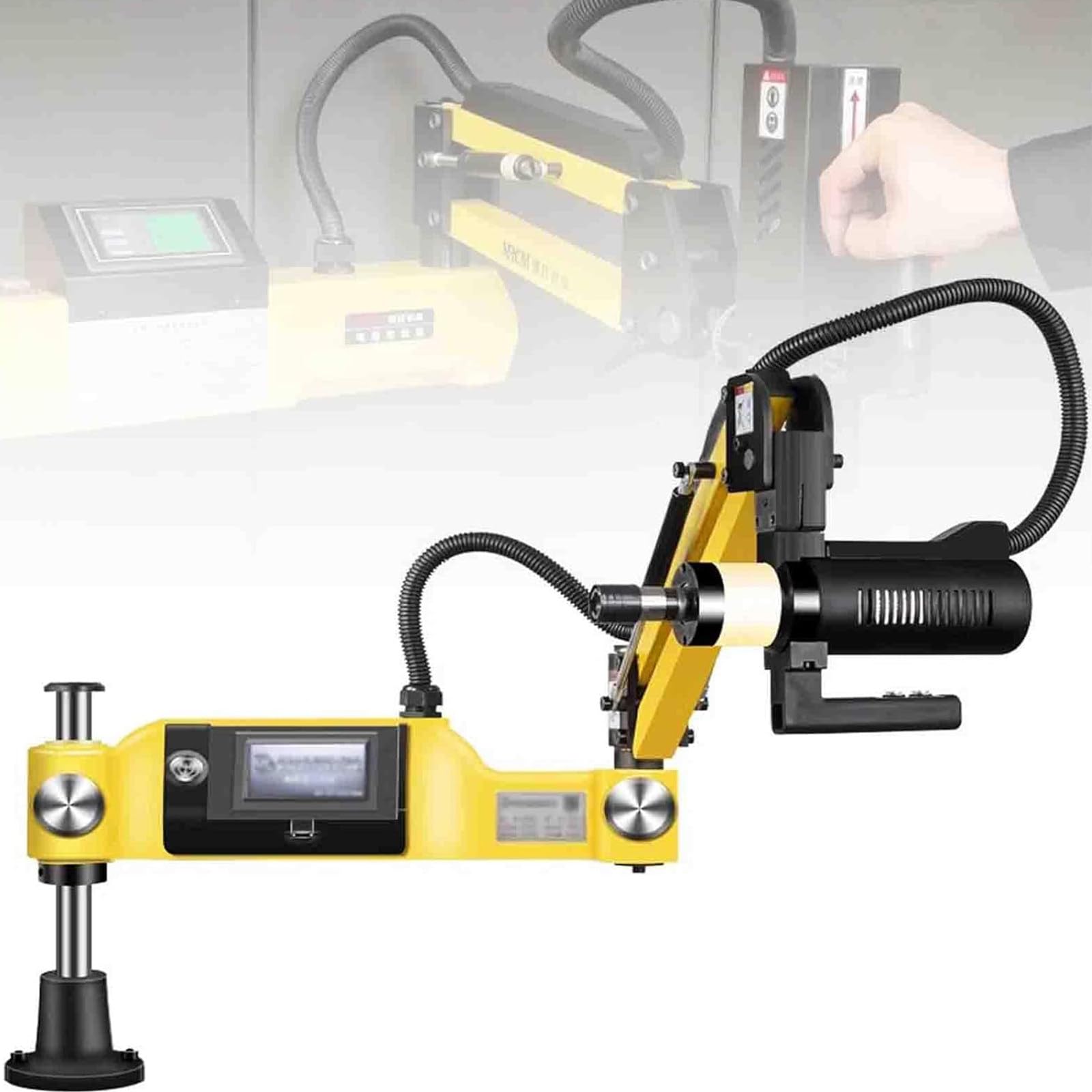 Máquinas Roscadoras Eléctricas 600W,Roscadora Neumática Aire Multidireccional 360°,Máquina Roscadora Perforación Brazo Flexible Universal Pinzas M3-M16,con 8 Pinzas,Radio Trabajo 1000Mm