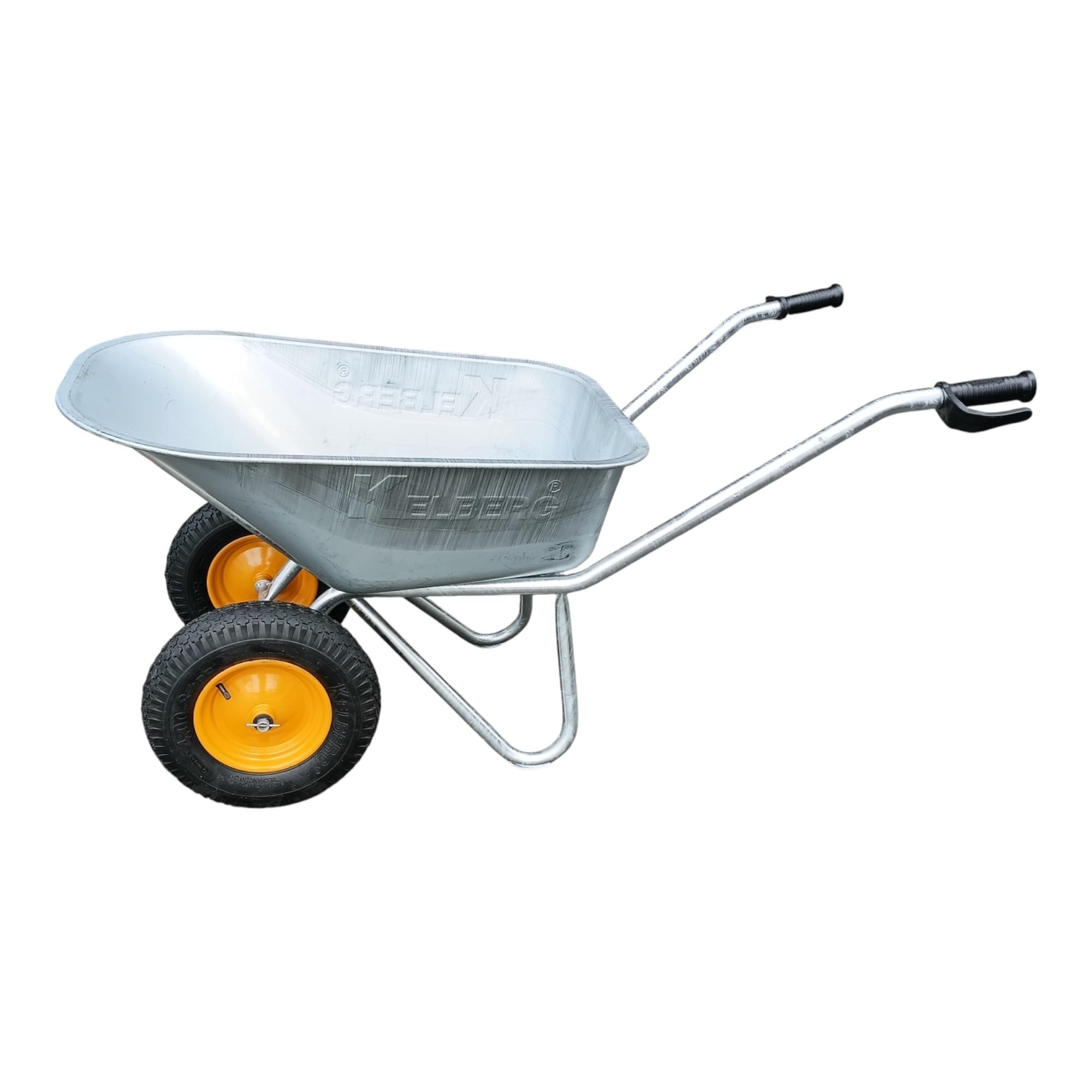 Schubkarre Agro 130L – 2-Rad – verzinkte Stahlmulde – stabile BAU-Schubkarre – 200 kg Traglast – für Garten, Hof & Baustelle 400-8 4PR Rad