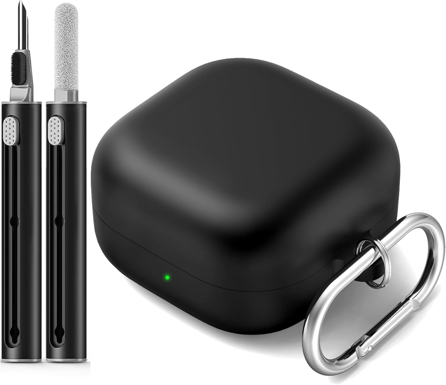 Meyaar Soft Silicone Case for Samsung Galaxy Buds 4/Buds 4 Pro with Cleaning Kit & Carabiner, Shockproof Protective Cover (Black)-image-22